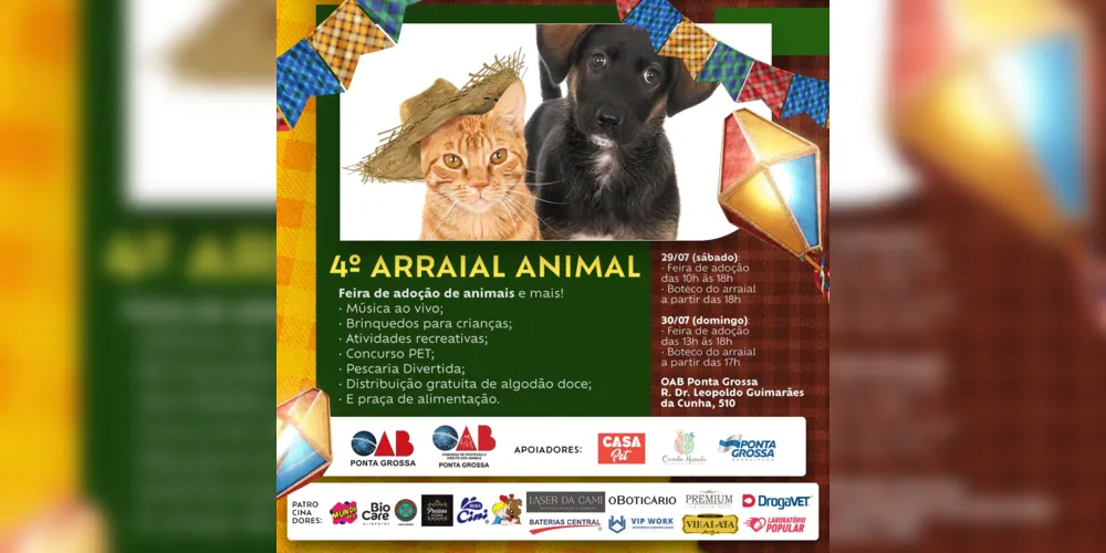 Imagem ilustrativa da imagem OAB promove 'arraial animal' neste final de semana