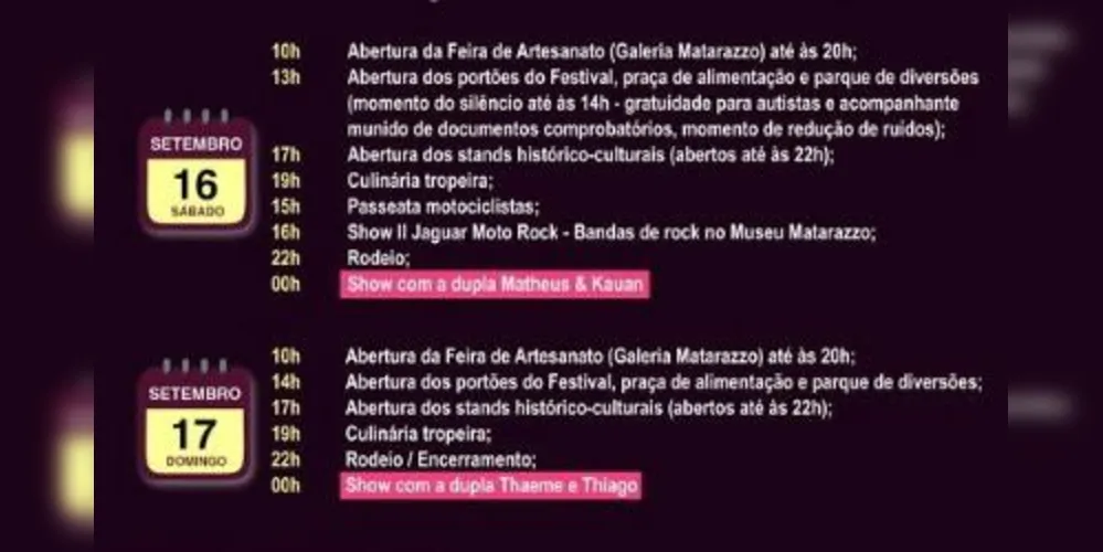 Todos os shows acontecem a partir da meia-noite, após a vasta gama de atividades que estarão disponíveis à tarde