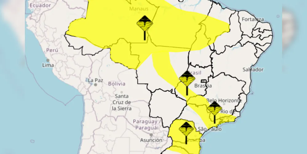 Confira os locais com alerta para fortes chuvas com granizo