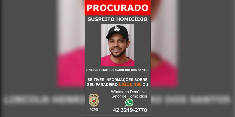 Lincoln Henrique Carneiro dos Santos é procurado pela polícia