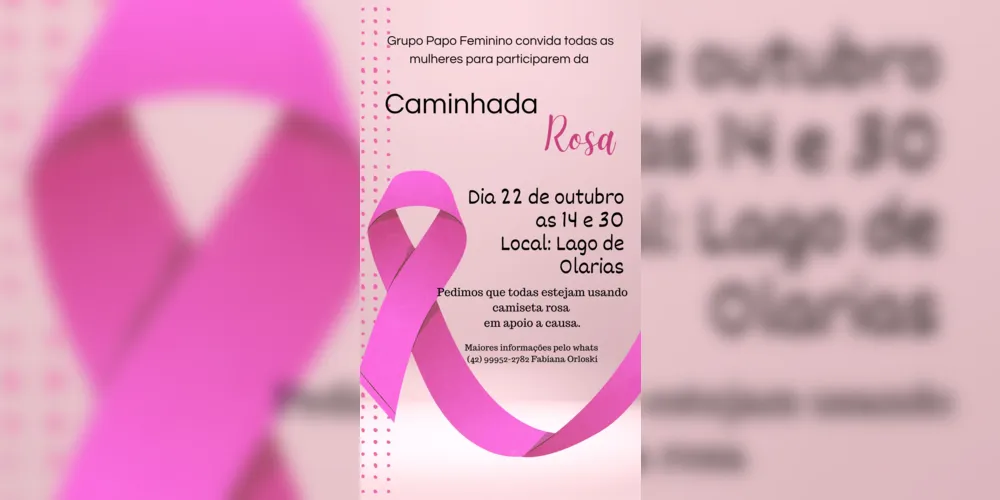 Imagem ilustrativa da imagem Grupo Papo Feminino fará Caminhada Rosa em Ponta Grossa