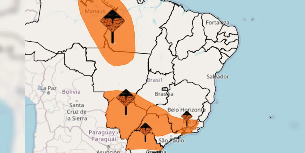 Confira o mapa com mais detalhes sobre os riscos de temporal