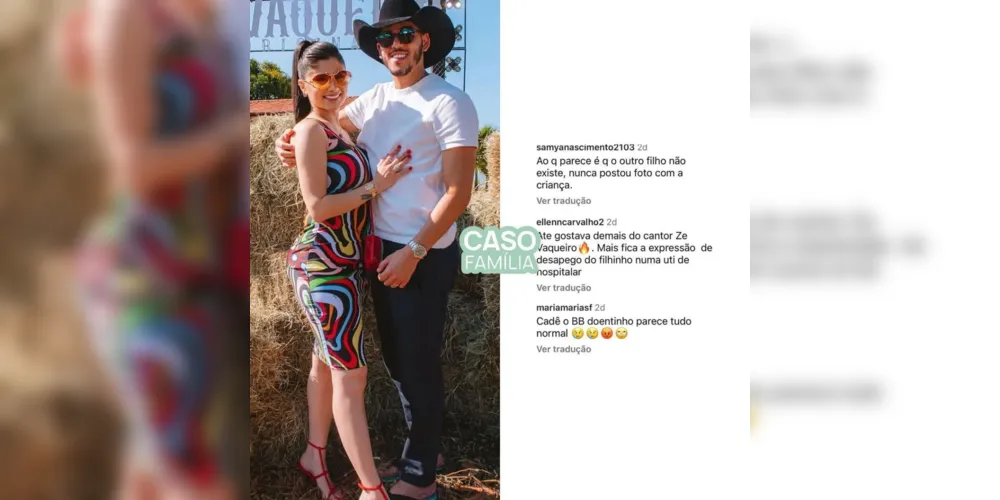 Internautas criticam Zé Vaqueiro e esposa