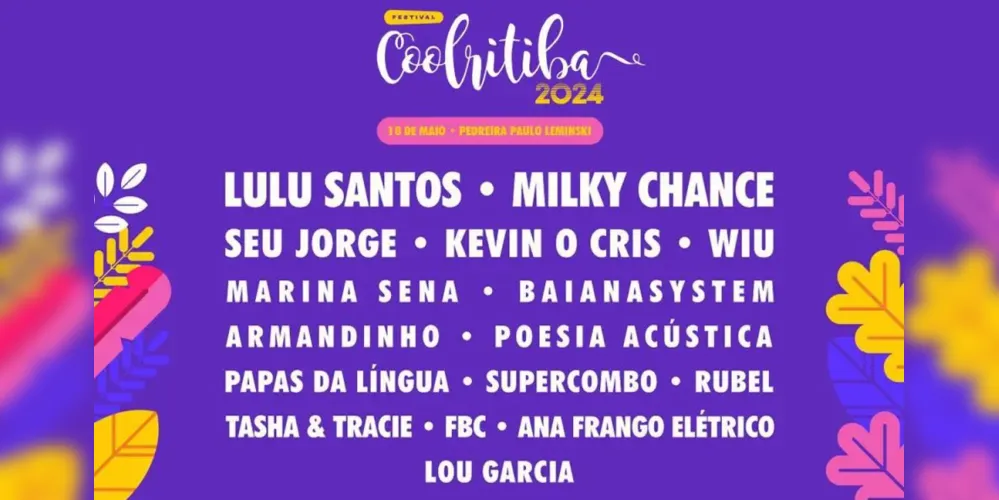 Line-up completo do Festival Coolritiba 2024