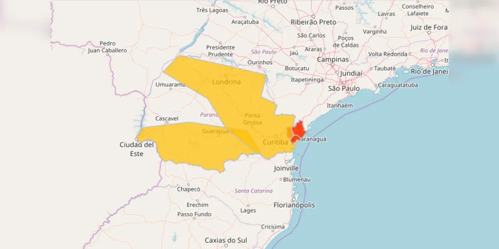 Alertas da Defesa Civil para regiões do estado do Paraná nesta quarta-feira (17)