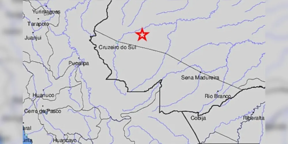 Local onde ocorreu o tremor, segundo o serviço geológico dos EUA