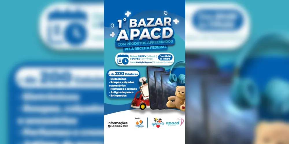 Imagem ilustrativa da imagem APACD realiza bazar com produtos doados pela Receita Federal