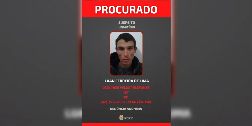 Polícia procura por suspeito de homicídio