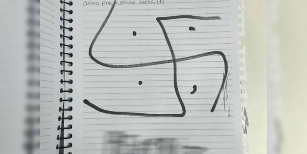 Suástica nazista foi desenhada no caderno da vítima do crime