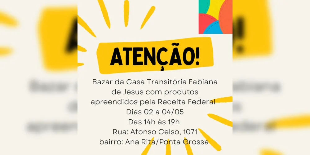 Confira as informações sobre o bazar na Casa Transitória