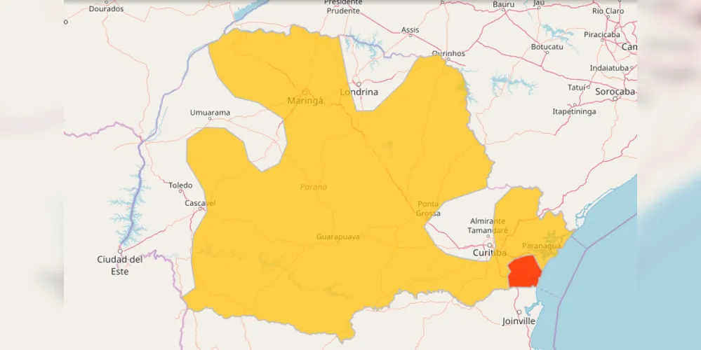 Alertas da Defesa Civil para regiões do estado do Paraná neste domingo (14)