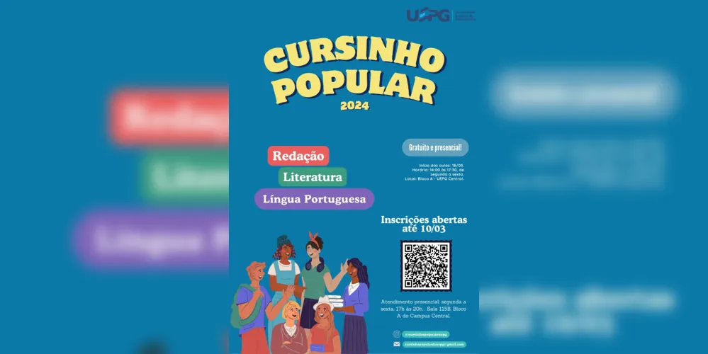 As incrições para o Cursinho Popular da UEPG encerram neste dia 10