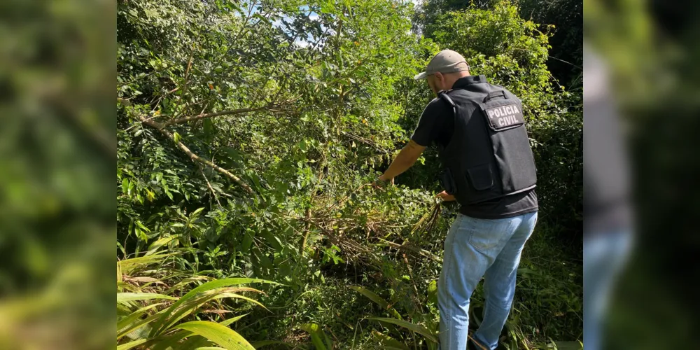 Corpo foi encontrado pela em uma zona de mata no bairro Lily Bacila, coberto por vegetação e galhos de árvores