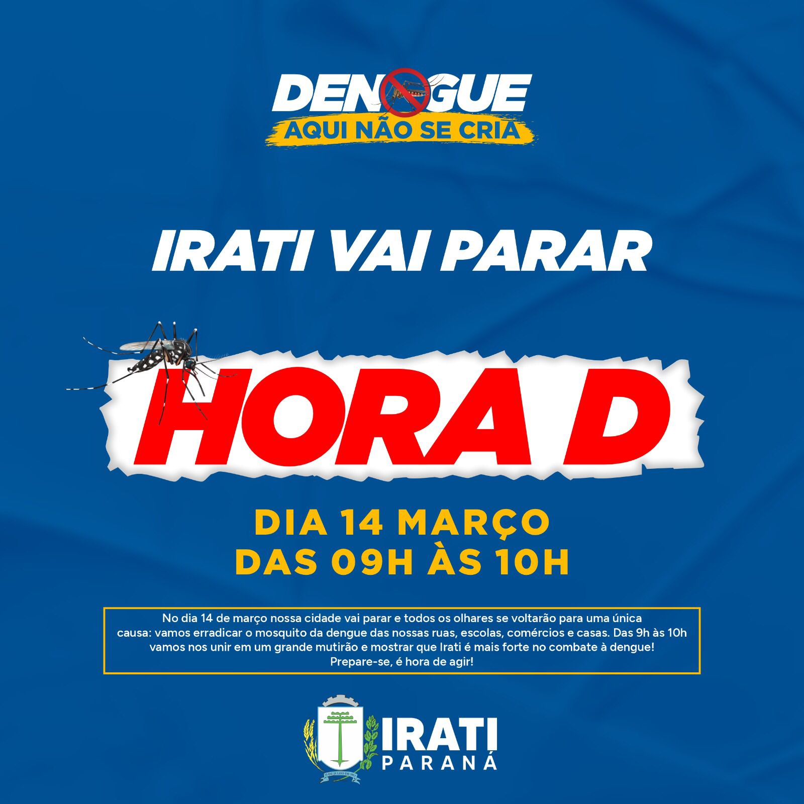 Imagem ilustrativa da imagem Irati inicia 'Hora D': maior campanha contra a dengue do PR