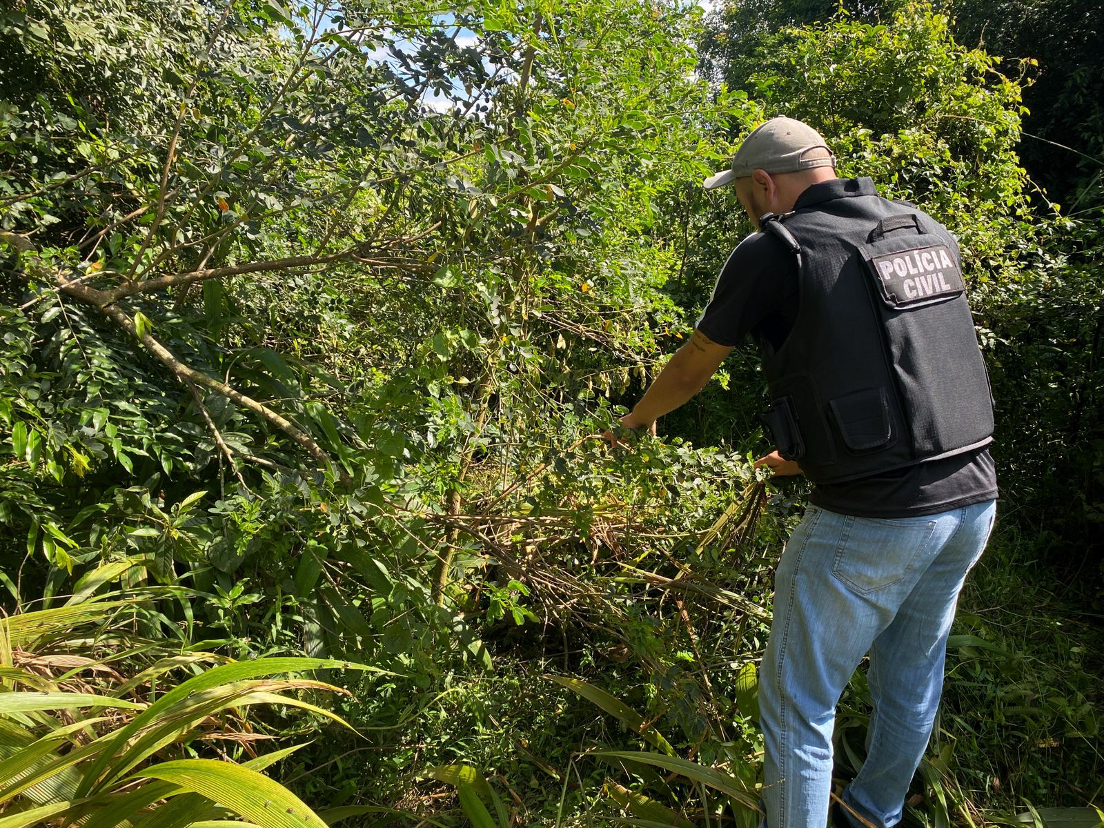 Corpo foi encontrado pela em uma zona de mata no bairro Lily Bacila, coberto por vegetação e galhos de árvores