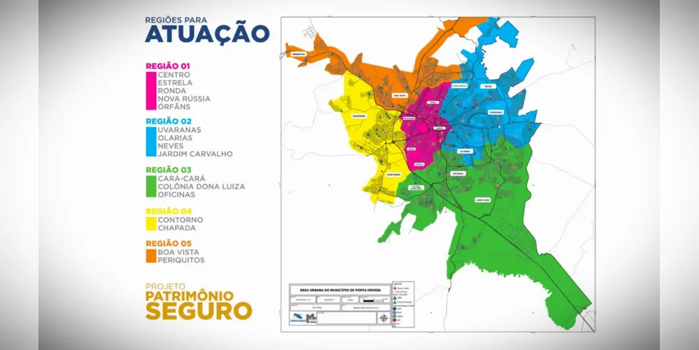 Confira o mapa por 'Região' para a atuação da GCM