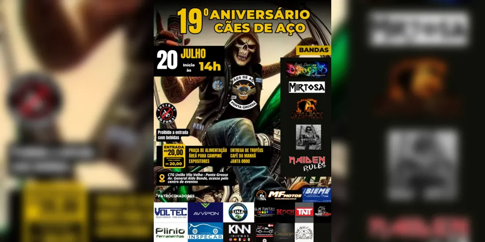 Imagem ilustrativa da imagem Motoclube 'Cães de Aço' comemora 19 anos com festa em PG