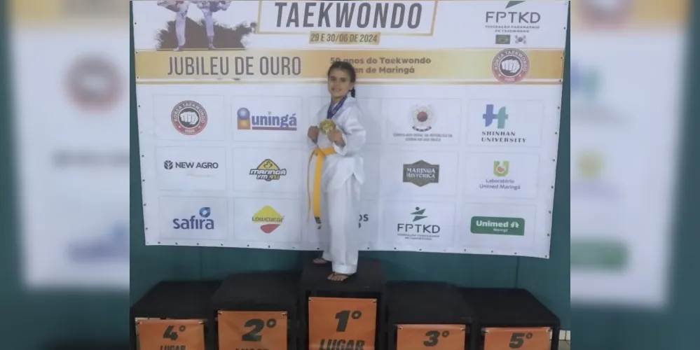 Entre 28 e 30 de junho, a ponta-grossense participou do Campeonato Paranaense de Taekwondo, em Maringá, onde foi campeã.