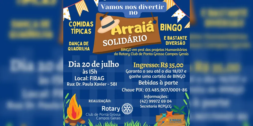 Evento visa arrecadar fundos para dar continuidade nos projetos sociais que o Clube realiza em Ponta Grossa