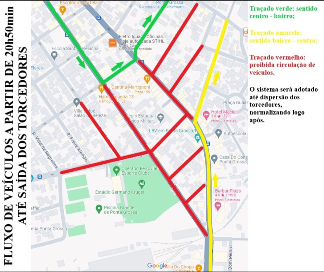 a partir das 20h50, as ruas Lúcio de Mendonça e Leocádio Corrêa, além de um trecho da avenida Visconde de Mauá também serão fechadas.