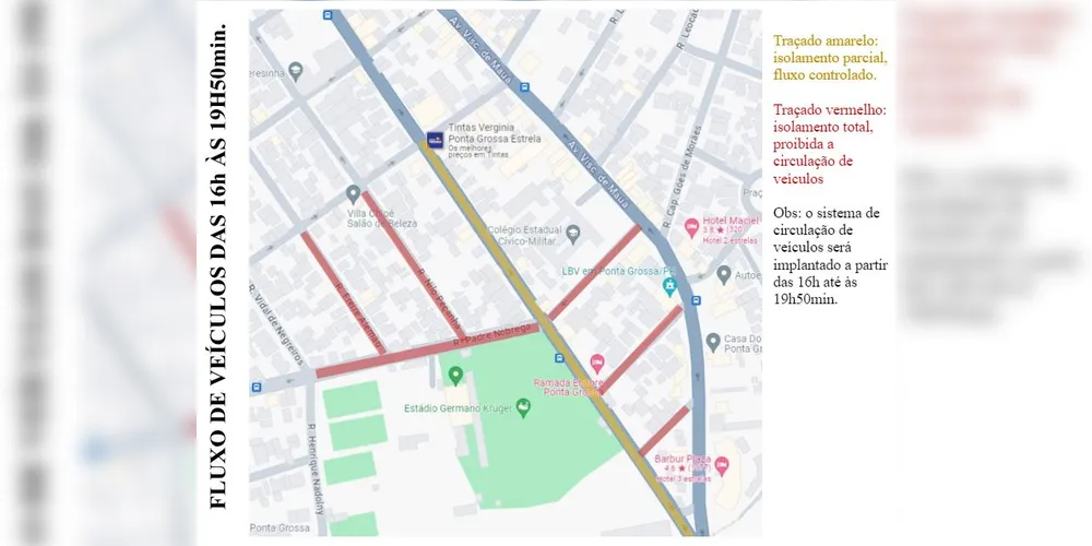 As restrições das vias são das 16h até às 19h50