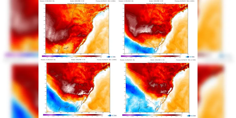 Mapa da Metsul Meteorologia indica onda de calor no sul do país