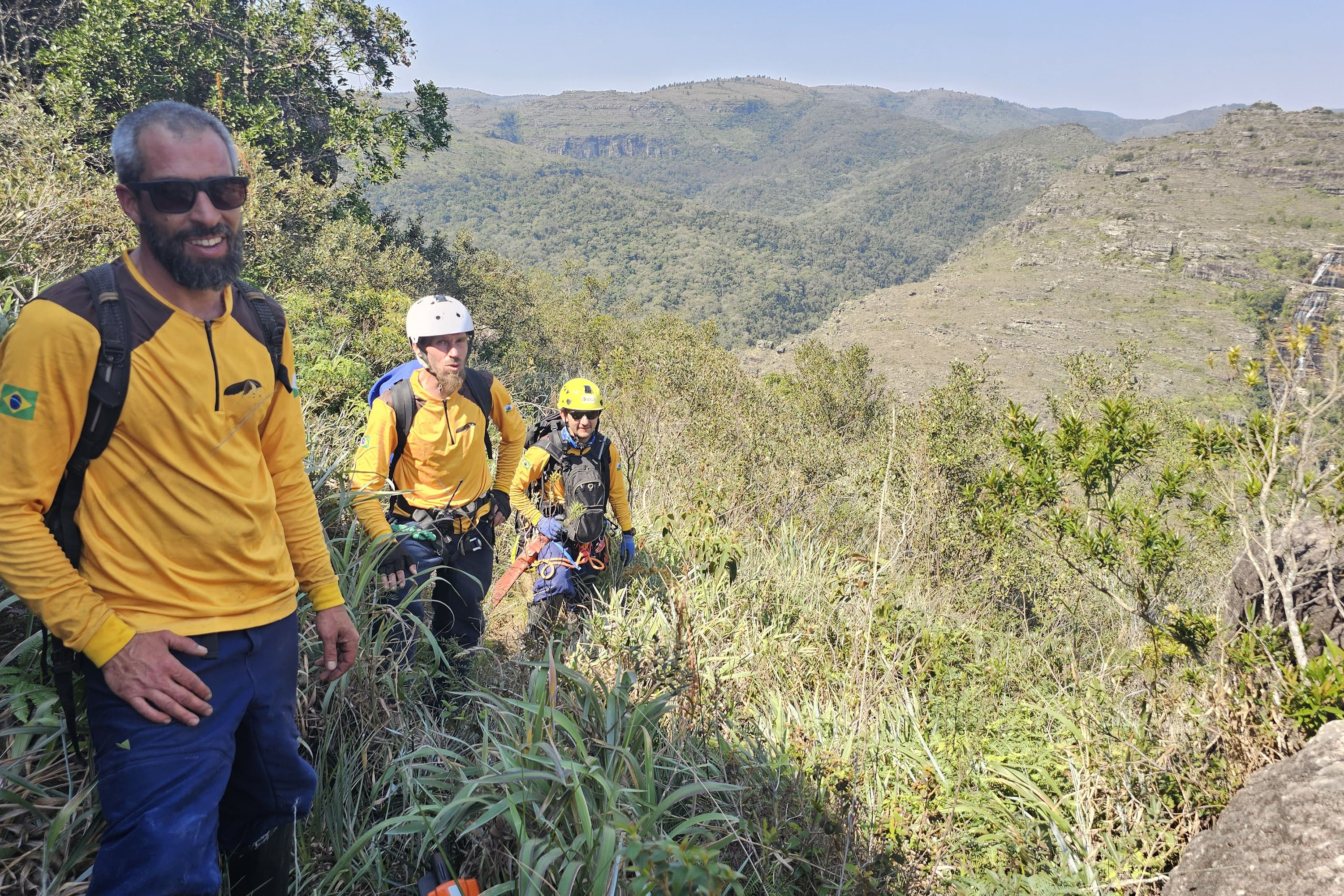 Com apoio de voluntários e helicóptero, IAT retira 58 hectares de pinus do Guartelá.