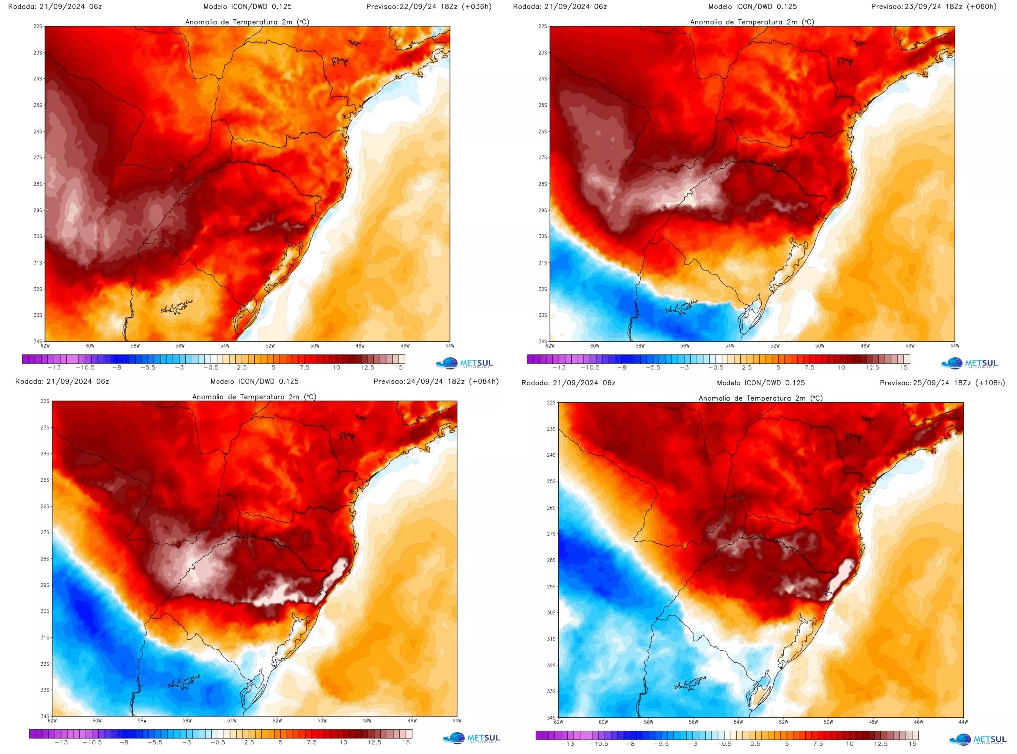 Mapa da Metsul Meteorologia indica onda de calor no sul do país