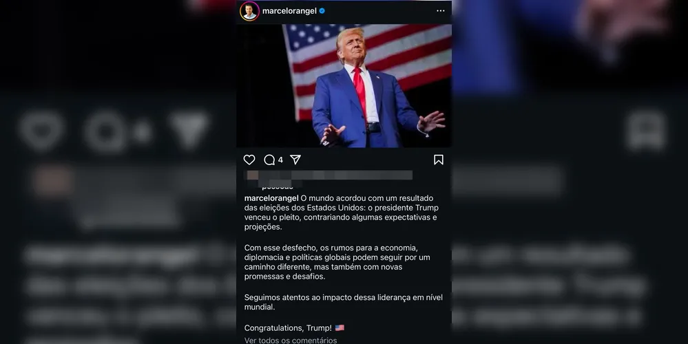 Imagem ilustrativa da imagem Deputado Marcelo Rangel parabeniza Trump nas redes sociais