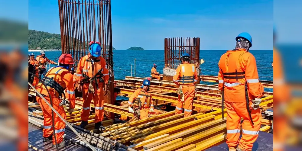 Imagem ilustrativa da imagem Obras da Ponte de Guaratuba chegam a 27,1% de execução