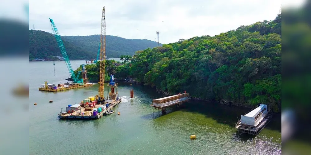 Imagem ilustrativa da imagem Obras da Ponte de Guaratuba chegam a 27,1% de execução