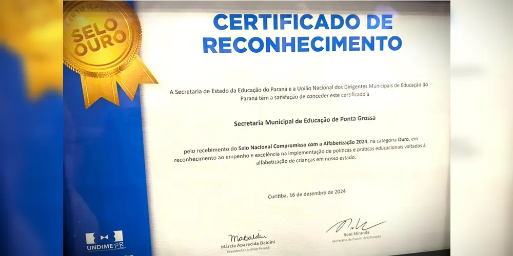 Educaão de Ponta Grossa é homenageada pelo Governo do Paraná