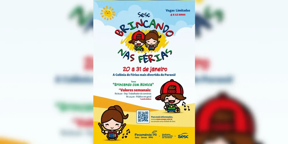 Imagem ilustrativa da imagem Sesc tem inscrições abertas para Colônia de Férias em PG