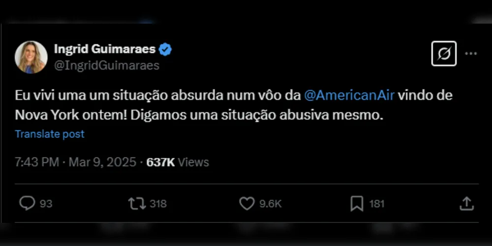 Declaração de Ingrid Guimarães.