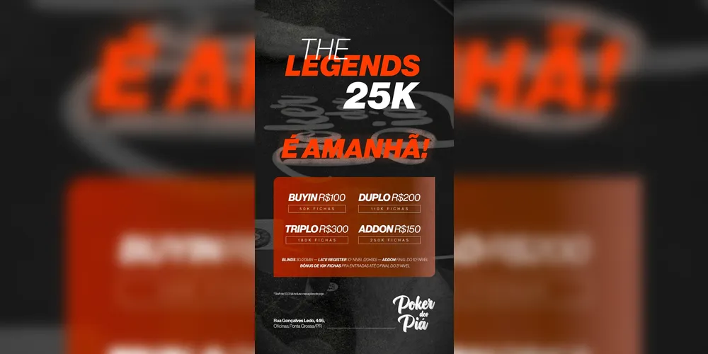 Confira as informações do mega torneio 'The Legends 25K'