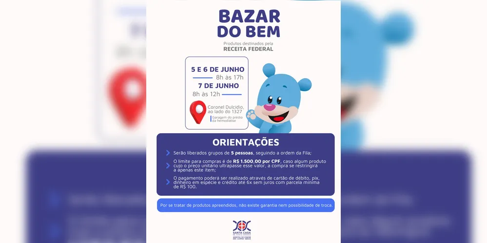 Confira mais detalhes sobre o bazar