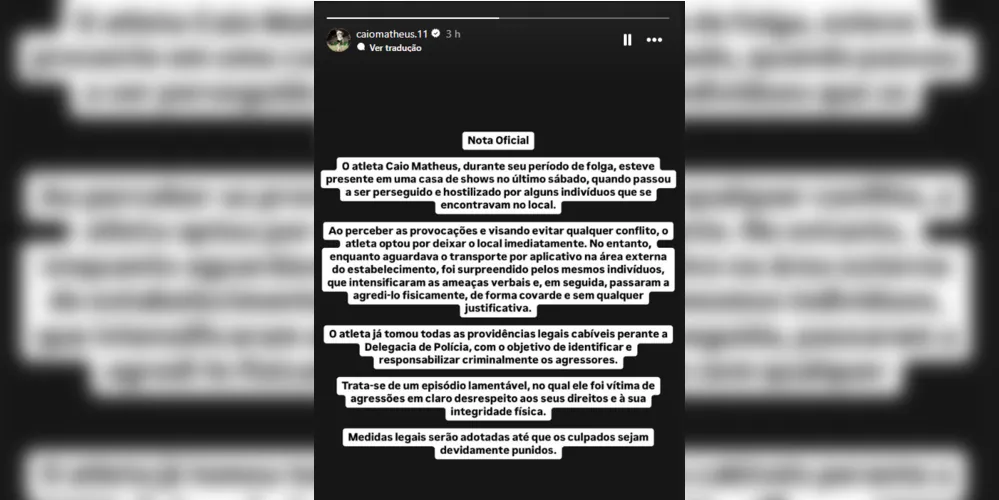 Imagem ilustrativa da imagem Jogador do Coritiba é agredido com socos em casa de show na capital paranaense