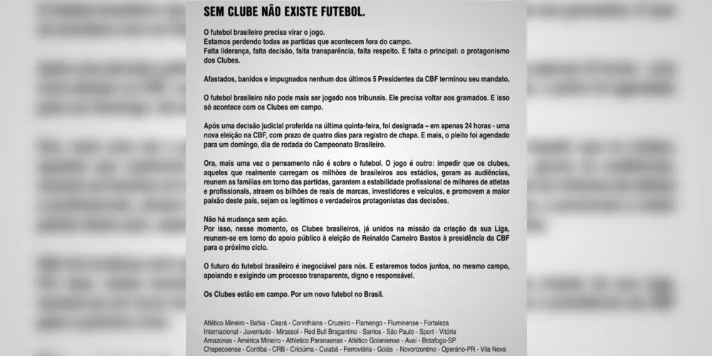 Imagem ilustrativa da imagem Operário e 31 clubes manifestam apoio a Reinaldo Carneiro Bastos à presidência da CBF