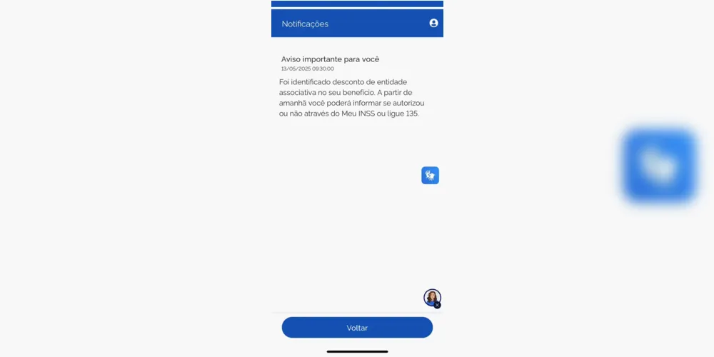 Aviso que é enviado