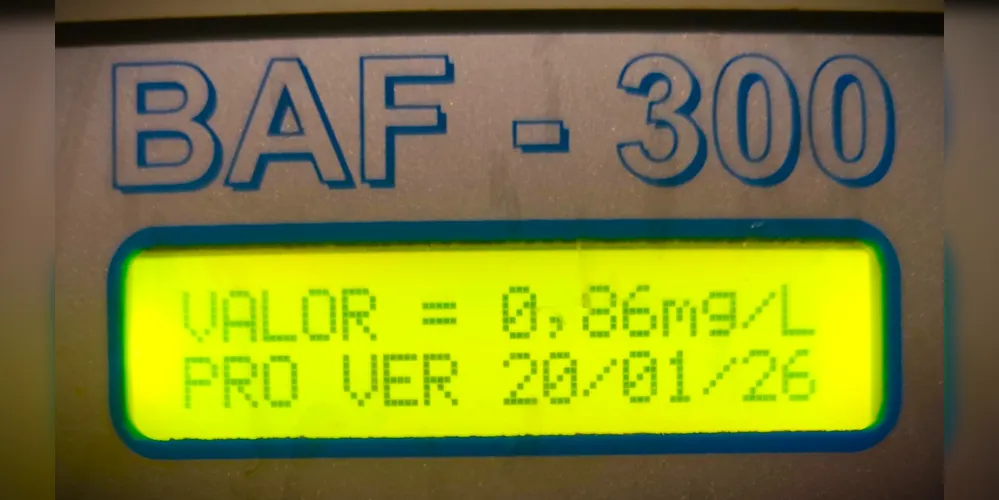 O teste do bafômetro apontou 0,86 mg/L de álcool no ar alveolar