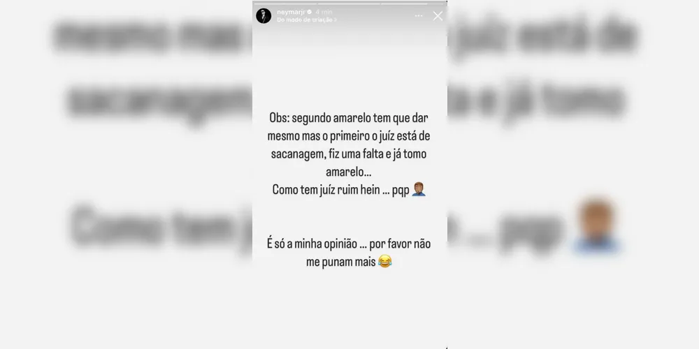 Fala de Neymar sobre a arbitragem