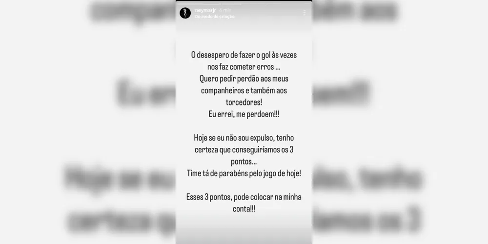 Justificativa de Neymar sobre a expulsão
