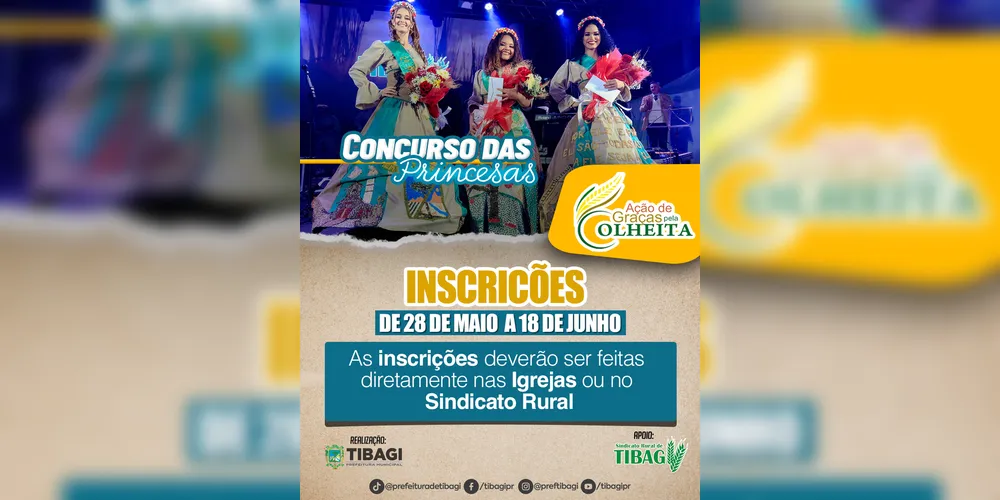 Mais informações podem ser obtidas diretamente nas igrejas participantes, no Sindicato Rural ou no Departamento de Cultura da Prefeitura de Tibagi.