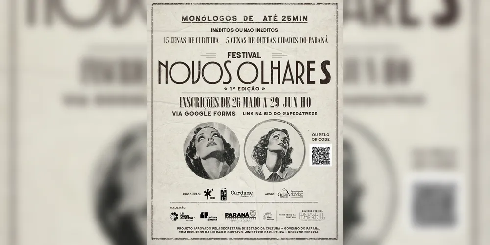 Imagem ilustrativa da imagem Festival Novos Olhares abre inscrições para a seleção de monólogos