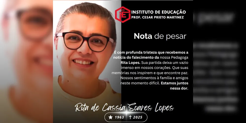 Imagem ilustrativa da imagem Morte de pedagoga gera comoção em Ponta Grossa: 'Vazio imenso'