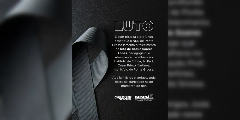 Imagem ilustrativa da imagem Morte de pedagoga gera comoção em Ponta Grossa: 'Vazio imenso'