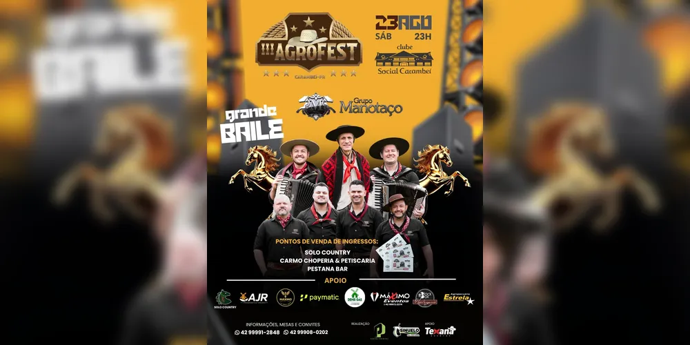 Imagem ilustrativa da imagem III Agrofest promete agitar Carambeí com o Grupo Manotaço