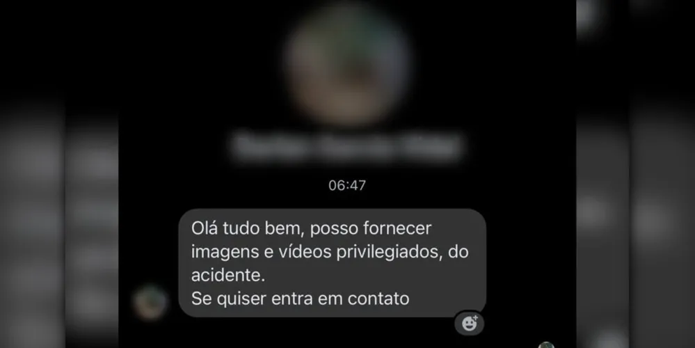 Mensagem enviada pelo suspeito.