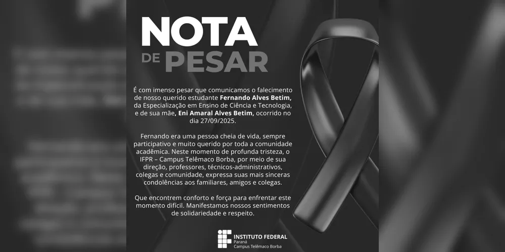 Imagem ilustrativa da imagem Rapaz que morreu atropelado ao lado da mãe em PG era professor