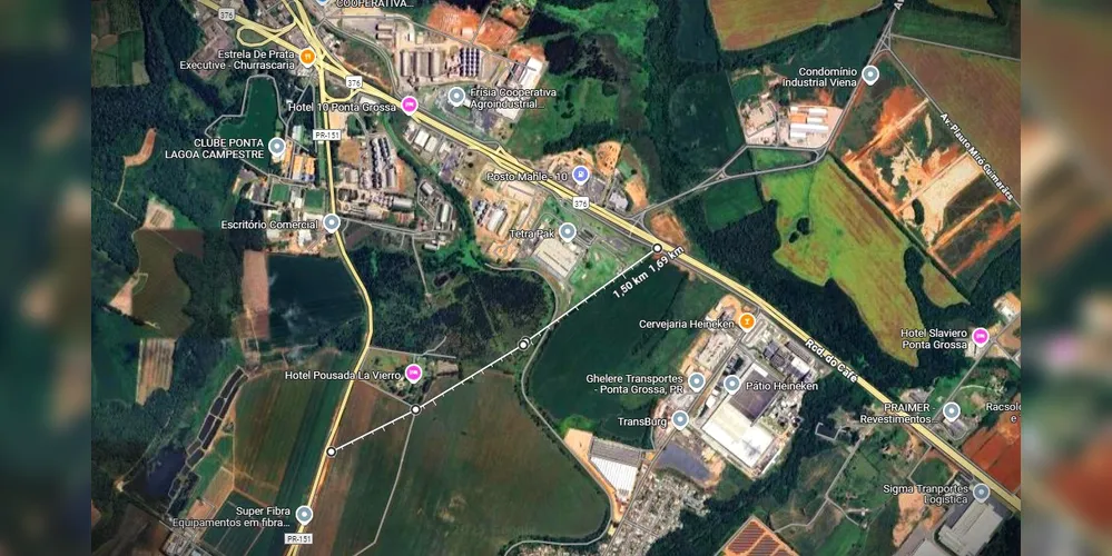 Representação de como será a nova ligação rodoviária entre a BR-376 e a PR-151